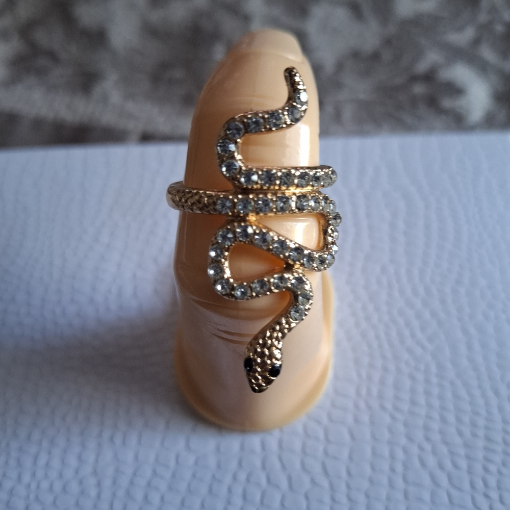 Elegant Gold Snake Ring with Silver Accents